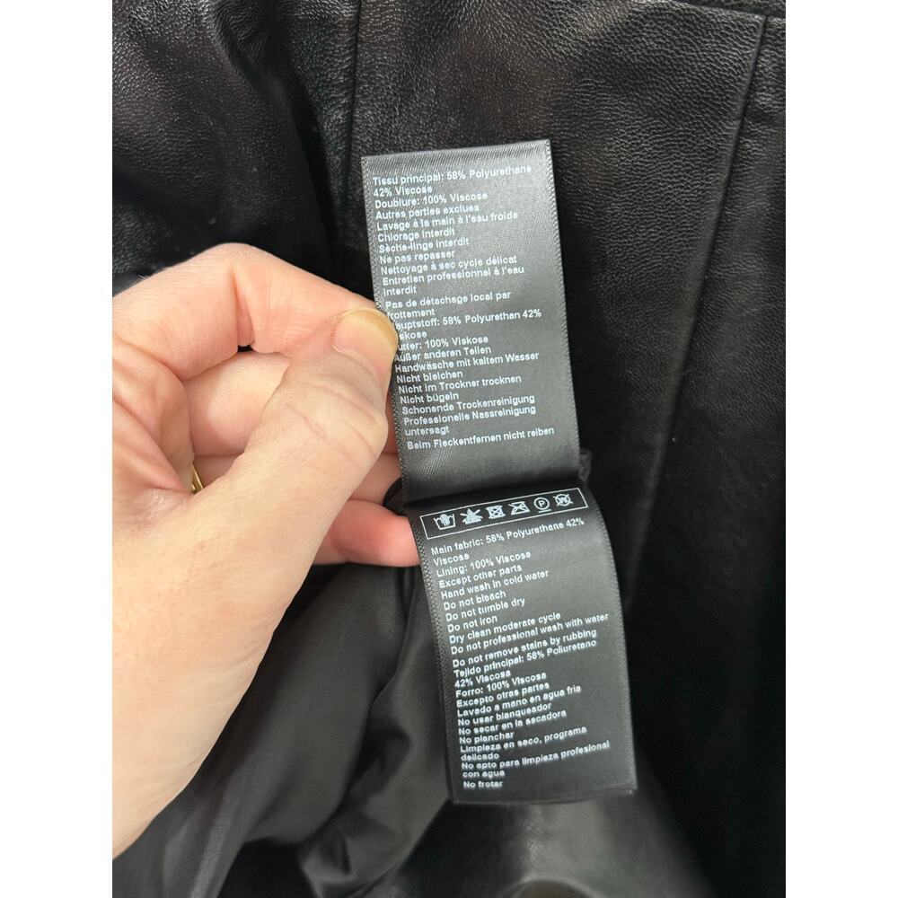 ba&sh Black Robe Sae Faux Leather Balloon Sleeve Mini Dress Sz S - Picture 8 of 8